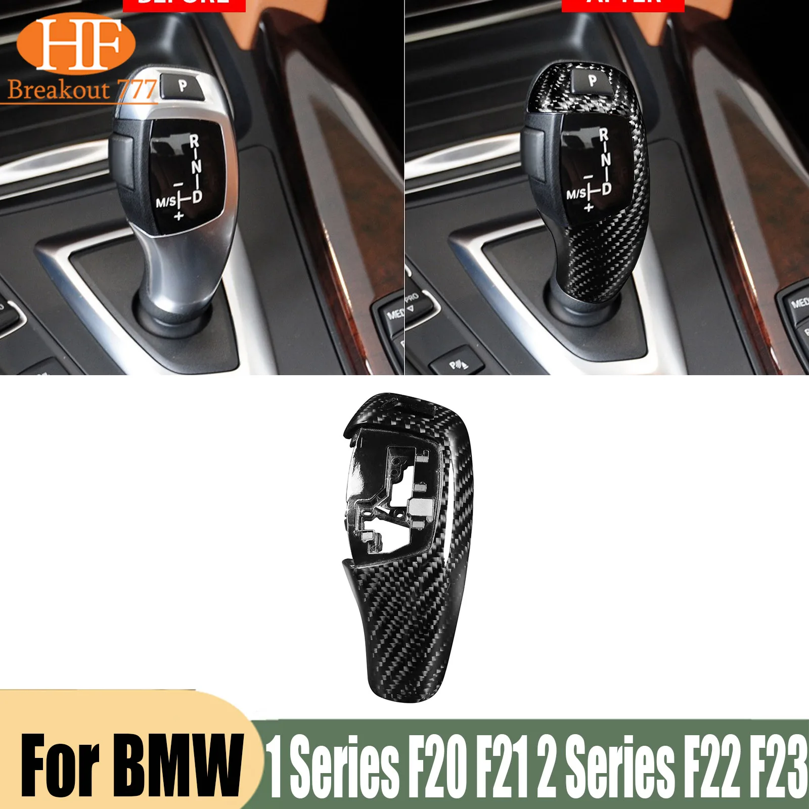 Gear Shift Knob Lever Cover Real Carbon Fiber For BMW 1 Series F20 F21 For BMW X4 F26