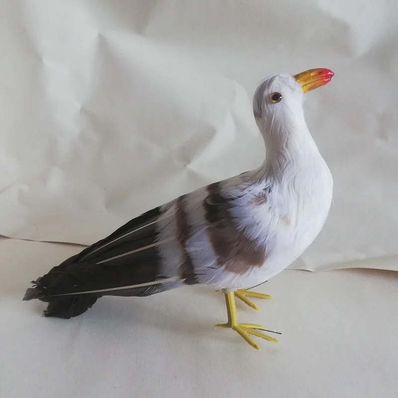 About 27cm Feathers Seagull Sea Bird Model Polyethylene& Feathers Seagull Bird Prop Home Decoration Toy Xmas Gift B2015