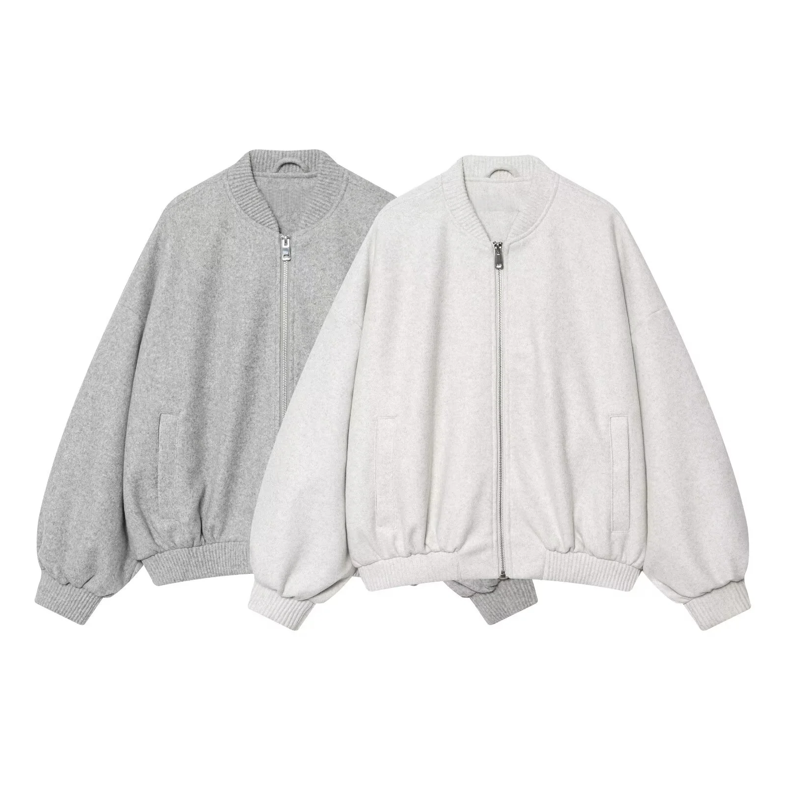 

MYST & ZA2025 осенняя новая женская повседневная простая модная свободная универсальная куртка с бейсбольным воротником и длинными рукавами на молнии