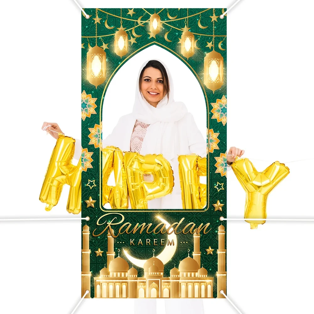 1 قطعة عيد الفطر الاحتفال البوليستر العلم رمضان كريم كابينة تصوير الدعامة مهرجان إطار صور داخلي في الهواء الطلق الطرف الديكور #4