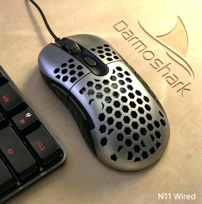Original DarmosharkN1 Wired Hollow-Out Design Gaming Mouse Lightweight ZEUS6400 Precise Tracking For PC Laptop desk accessories