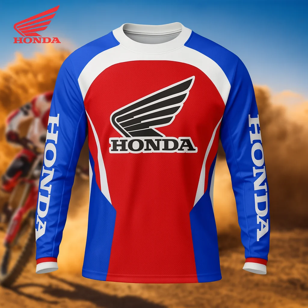 

Джерси с длинными рукавами в гоночном стиле Honda, быстросохнущая дышащая рубашка для езды на велосипеде, горных гонщиков, повседневное снаряжение