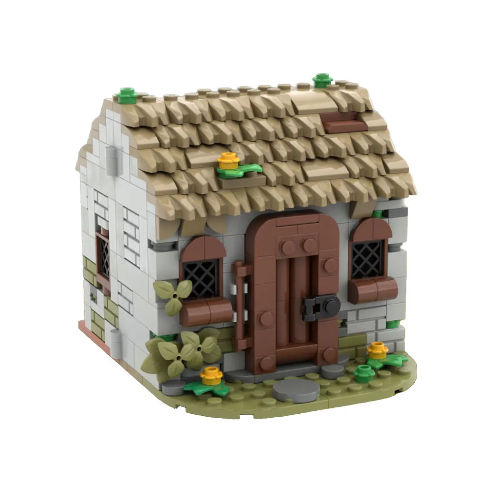 MOC Basic Medieval Home Bricks Medieval Modular Houses Architecture Building Blocks Model Assembly Toys Adults Birthday Gifts