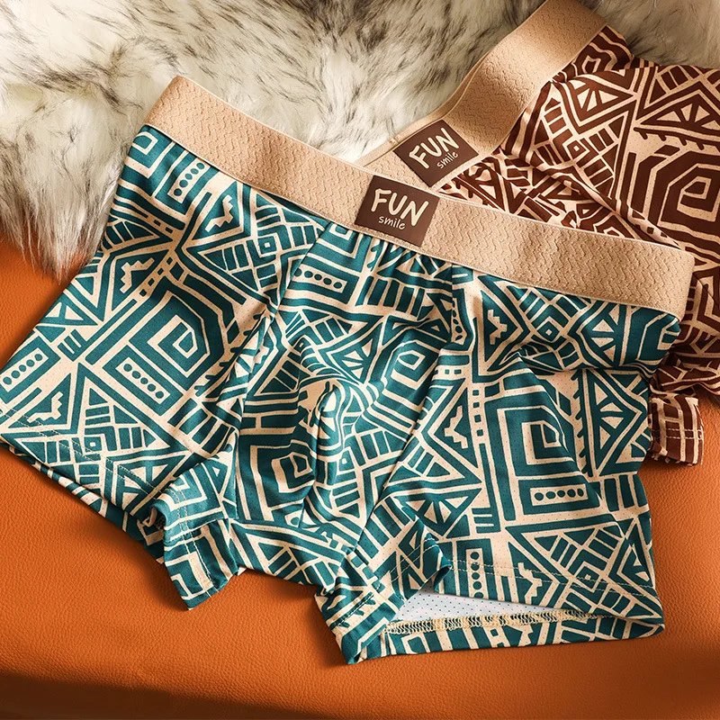 

Мужские трусы-боксеры American Geometric Lines с винтажным принтом, удобные трусы-боксеры для молодых студентов