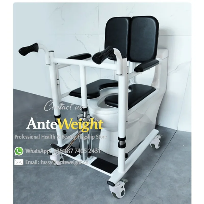 Multi-Function Hydraulic Patient Lift, Home Care for Elderly with Toilet & Standing Aid | Wheeled Transfer Device for Bedridden