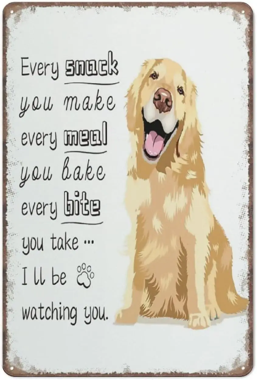 Funny Dog Signs, Every Sanck You Make I'll Be Watching You Sign Funny Metal Sign Poster Wall Art for Kitchen Garden Bathroom