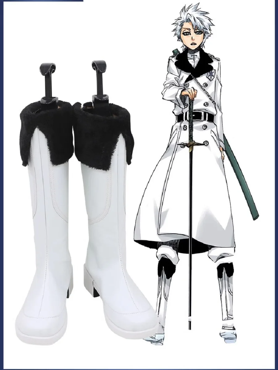 

Bleach Thousand-Year Blood War Hitsugaya Toushirou Обувь для косплея Белые, черные ботинки ручной работы из искусственной кожи