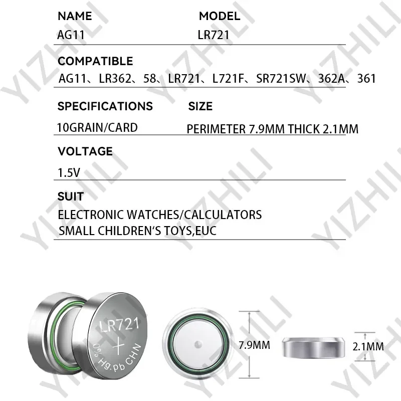 200 sztuk AG11 362 LR721 362A L721F SR721SW 1.55V baterie litowe ochrona środowiska bateria guzikowa do zegarka