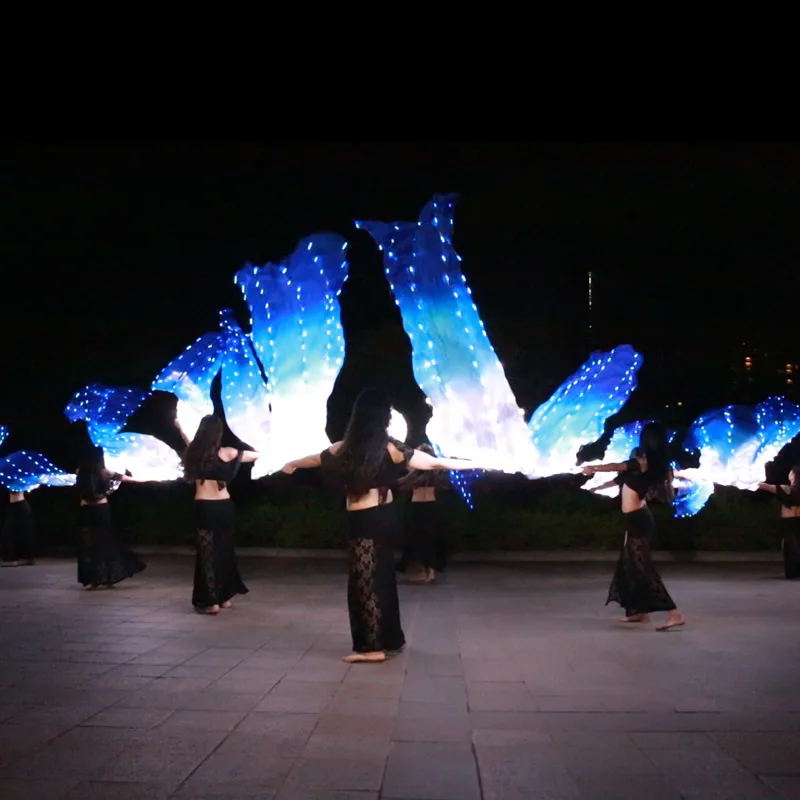 พัดเรืองแสง LED สีขาวและสีน้ำเงิน, อุปกรณ์ประกอบการแสดงเต้นรำเรืองแสง, พัดเรืองแสงสำหรับการเต้นระบำหน้าท้องหลากสี