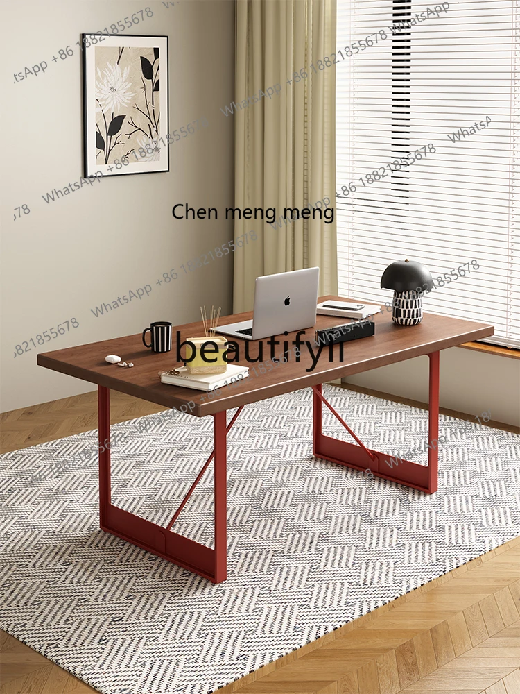 

X Solid wood, retro, office log negotiation desk simple workbench