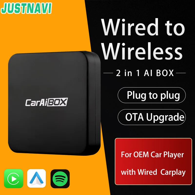 

JUSTNAVI проводной и беспроводной адаптер CarPlay AI BOX для OEM автомобильной стереосистемы с USB подключи и играй, автоматический смартфон CarPlay