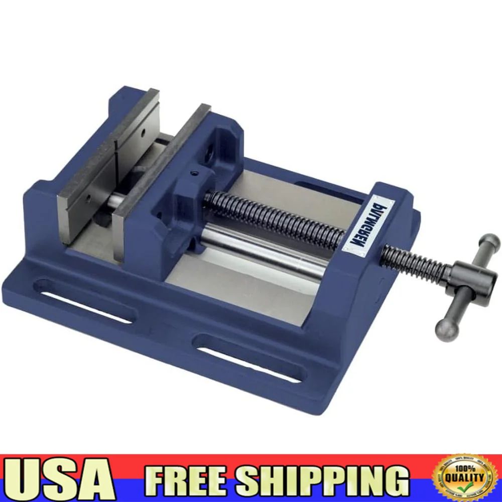 Low Profile Drill Press Vise 6 Inch Jaw Opening Heavy Duty Cast Iron Precision Compact Tool 15lb Jaw Deflection 002 at 2000lb