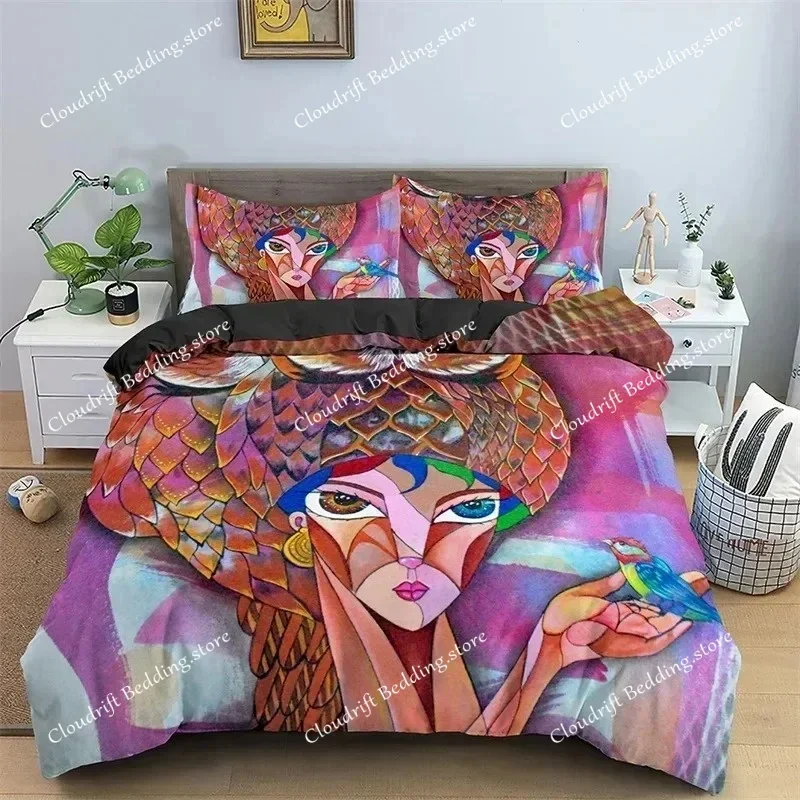 

3D Abstract Human Face Duvet Cover Twin Full King Double Microfiber Mystic Artwork Comforter Psychedelic Graffiti Bedding Set026