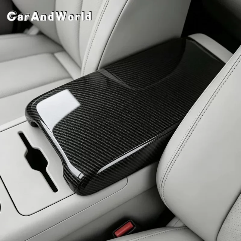ABS Carbon Fiber Central Armrest Storage Box Frame Cover Trims Car Moulding Accessories For BYD ATTO3 EVO ATTO 3 2026-2027