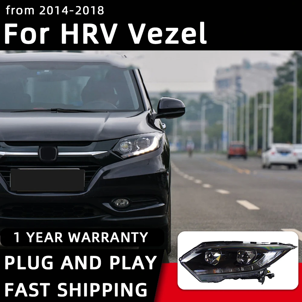 

Car Styling Headlights for Honda HRV HR-V Vezel LED Headlight 2014-2018 Head Lamp DRL Signal Projector Lens Automotive Accessori