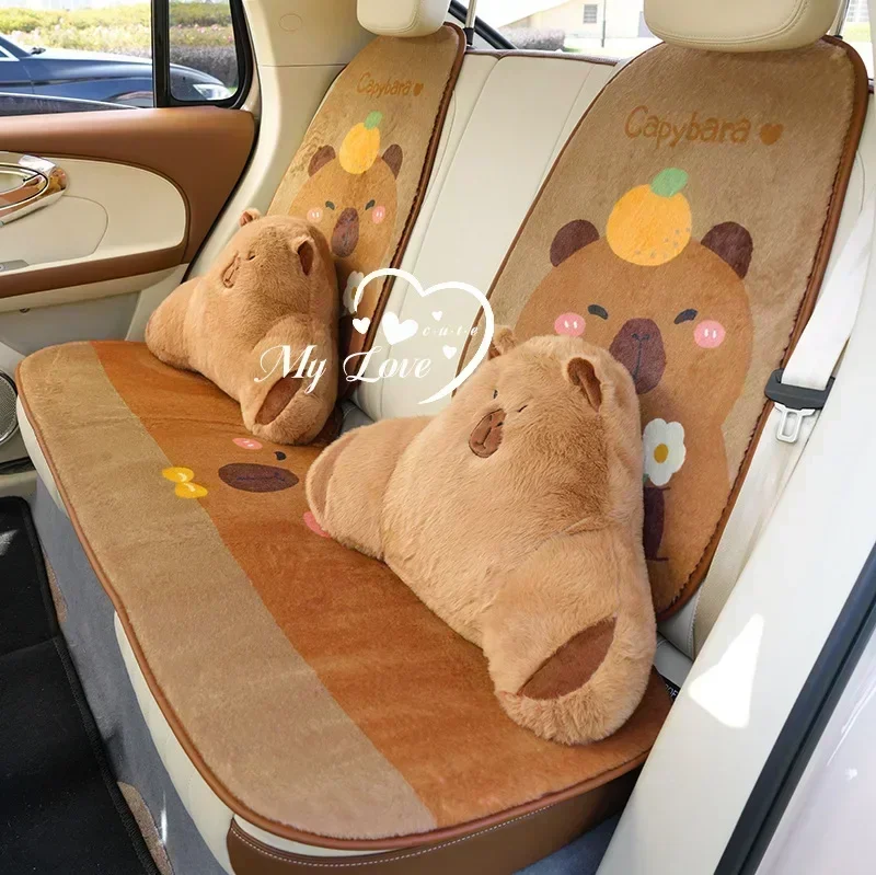 Plush Cute Bear Warm Car Headrest Auto Seat Head Support Neck Pillow Protector Rest Cushion Lumbar Pad Car Interior Accessorie