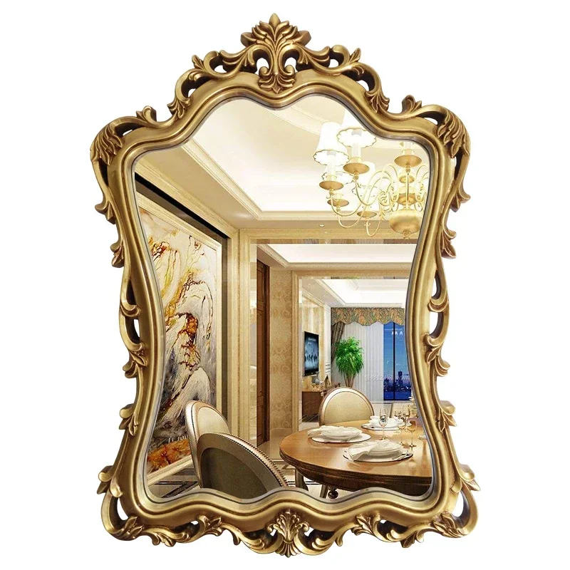 Espejo de Maquillaje Premium, Espejo de Salón de Vidrio, Espejo Irregular Nórdico Vintage de Lujo para Dormitorio, Espejos Decorativos Pequeños
