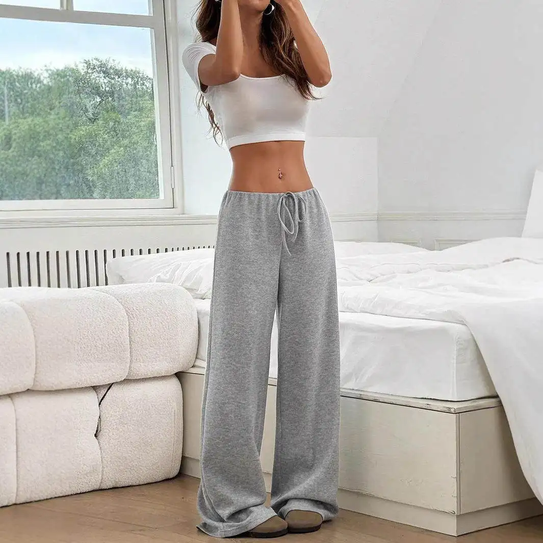 

Новые женские брюки свободного кроя из хлопка в полоску на резинке, прямые, осенне-зимние