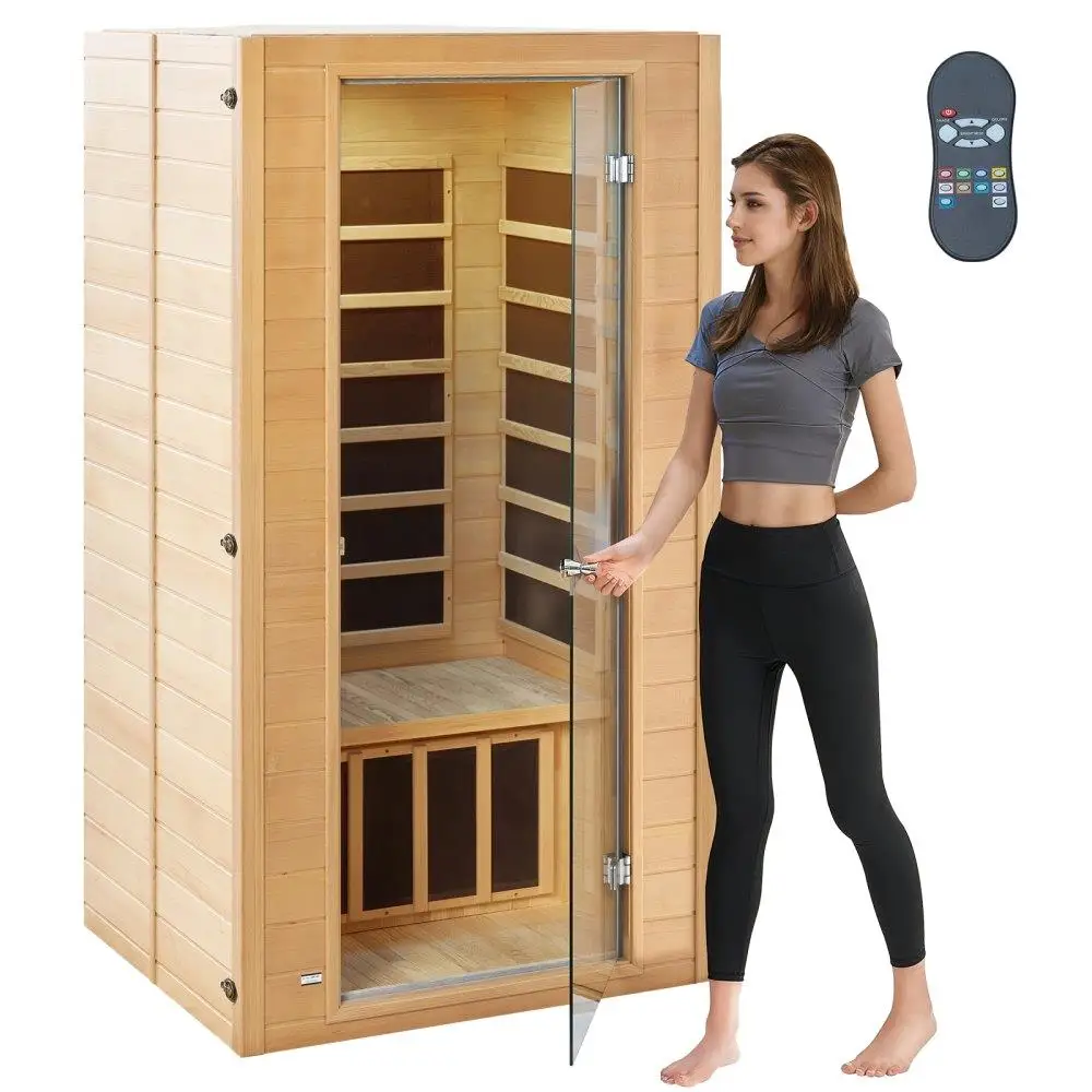 

Compact Far Infrared Sauna Room for Home Spa for 1 -2 Persons for 1 400W Quick Assembly Wooden Design