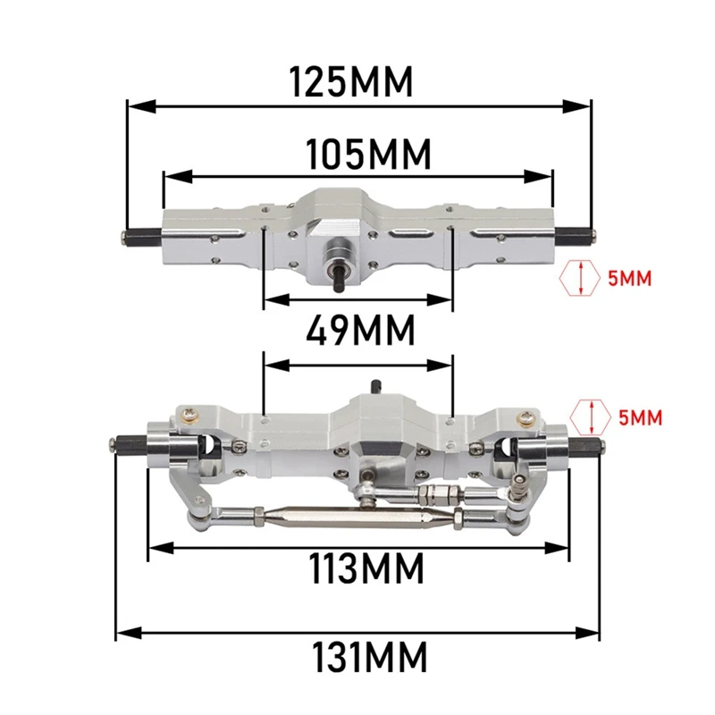 Kit de Metal Frente e Eixo Traseiro para Carro RC, Feiyu, Peças de Atualização, WPL C14, C24, B14, B24, B16, B36