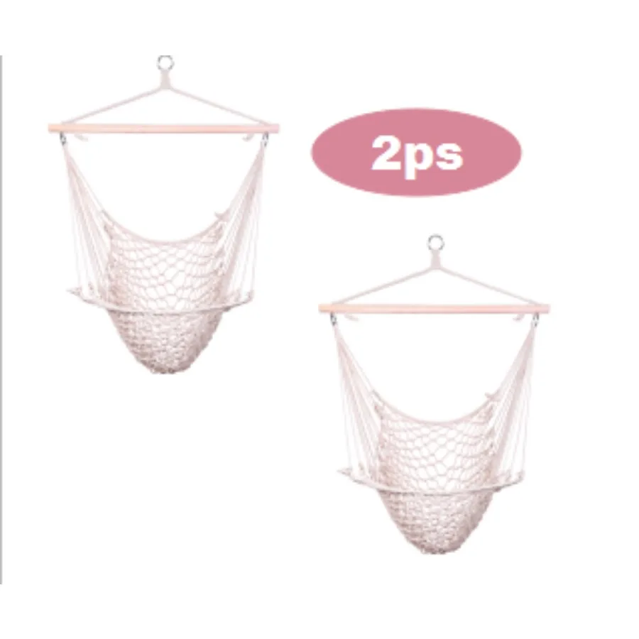 

Free shipping 2pcs Indoor Outdoor Garden Cotton Hanging Rope Air/Sky Chair Swing Beige Hammocks YJ