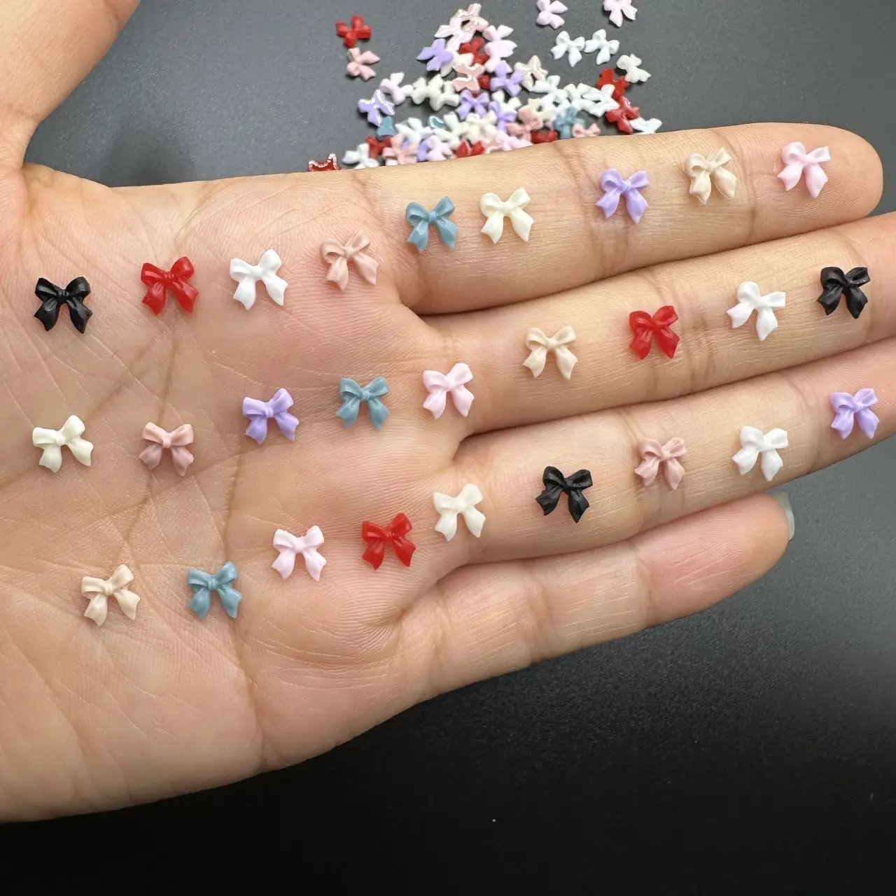 50 pz arco unghie fascino piccolo grande Mix rosa bianco 3D Flatback resina nastro decorazioni per unghie parti fai da te estate Nail Art accessori