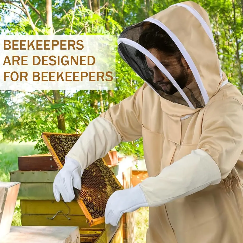 Professional Ventilated Full Body Beekeeping Suit with Glove Cotton Beekeeper Costume for Honey Harvesting Beekeeping Equipment