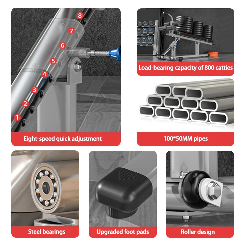 مقعد دمبل تجاري قابل للطي لعام 2025، مقعد وزن، قابل للتعديل وقابل للطي - مثالي لضغط المقعد وتدريبات القوة #4