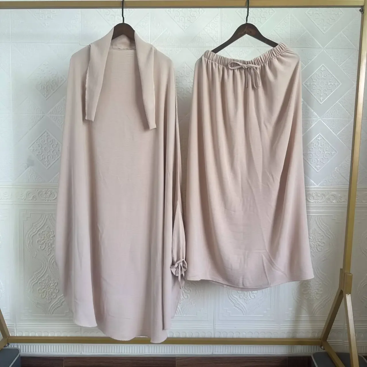 

2PCS Eid Khimar Muslim Sets Women Prayer Garment Hooded Tops Skirt Ramadan Islam Clothing Hijab Dress Burqa Robe Jalabiya Abayas