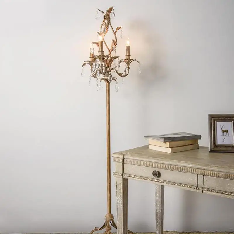 

Italian modern gold crystal Floor Light for dining room Restaurant foyer parlor E14 LED candle table lighting wedding Floor Lamp