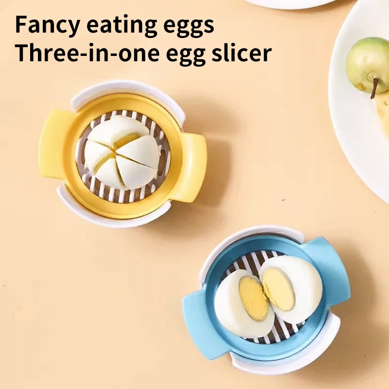 قطاعة بيض متعددة الوظائف من الفولاذ المقاوم للصدأ ، أدوات مطبخ منزلية مبتكرة ، قطاعة فواكه 3 في 1