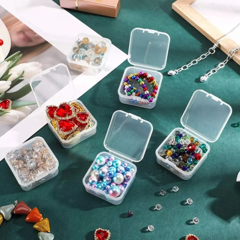 New PP Square Storage Box Dustproof Transparent Ring Storage Box Multi Sizes Earring Storage Container