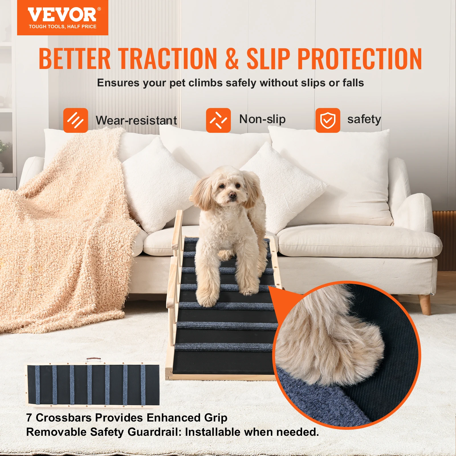 VEVOR Dog Ramp Folding Pet Ramp Adjustable from 13.8