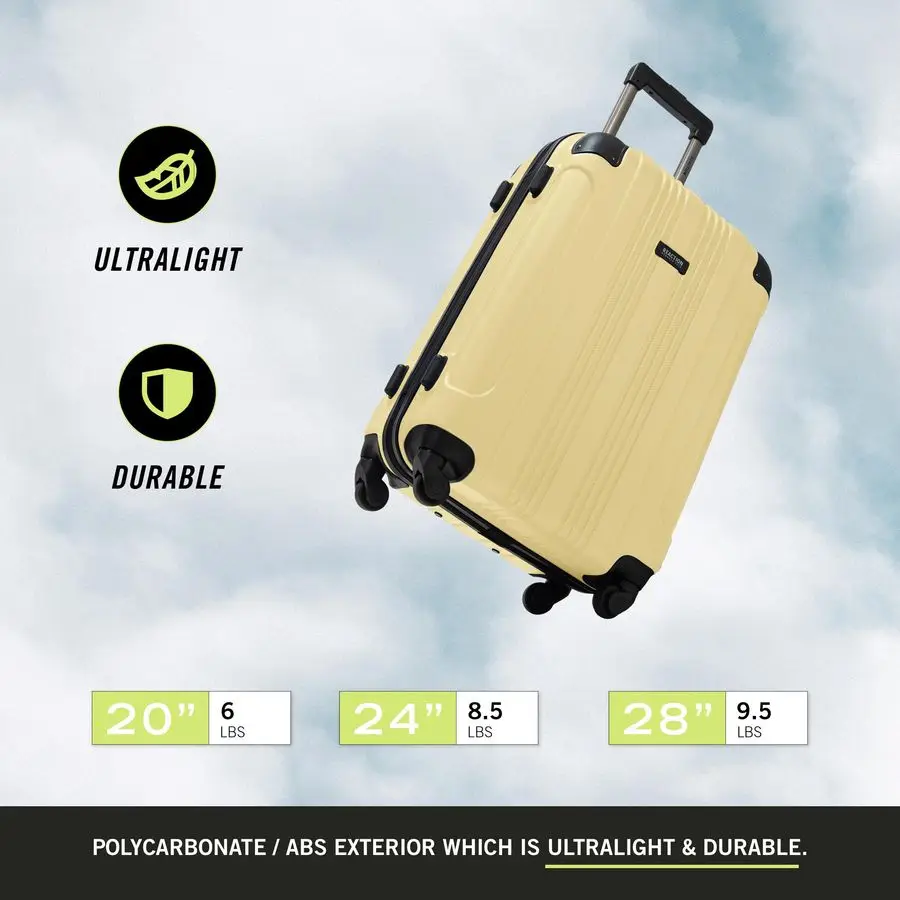 オブ バウンズ 軽量ハードシェル4輪スピナー荷物、ペールバナナ、20インチ機内持ち込み