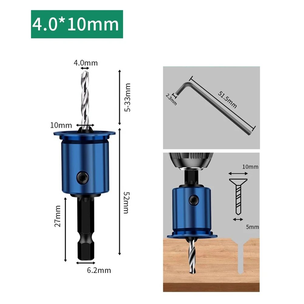 1pc 10mm Hex Shank Counterbore Drill Bit Core Limiter Adjustable Stop Collar Drills Router Bit For Woodworking Drilling Tool