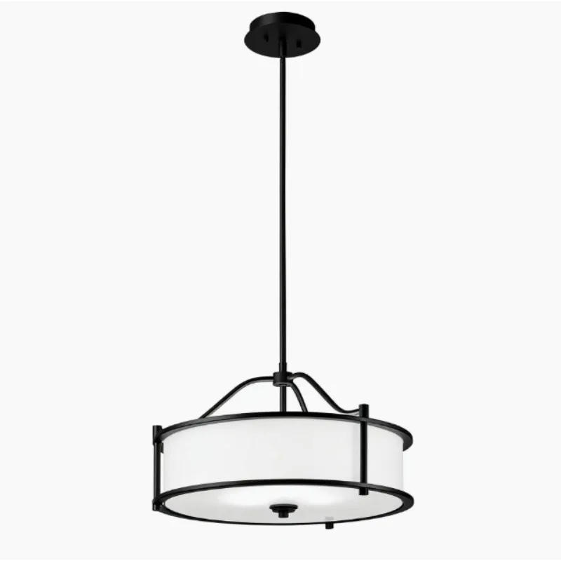 Nordic simple American pastoral wrought iron fabric, multi-head chandelier living room restaurant study hotel bar chandelier
