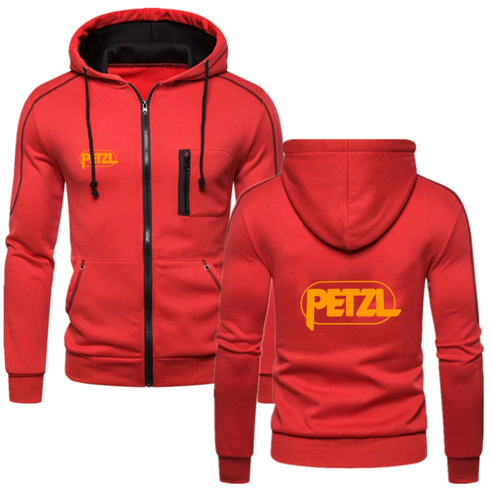

2025 Hooded Jacket Spring And Autumn Man's Solid Color Atmosphere Coat PETZL Life Wall Climbing Logo Print Versatile Hoodies