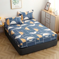 New Product 1pcs 100% Cotton Printing bed mattress set with four corners and elastic band sheets(pillowcases need order)