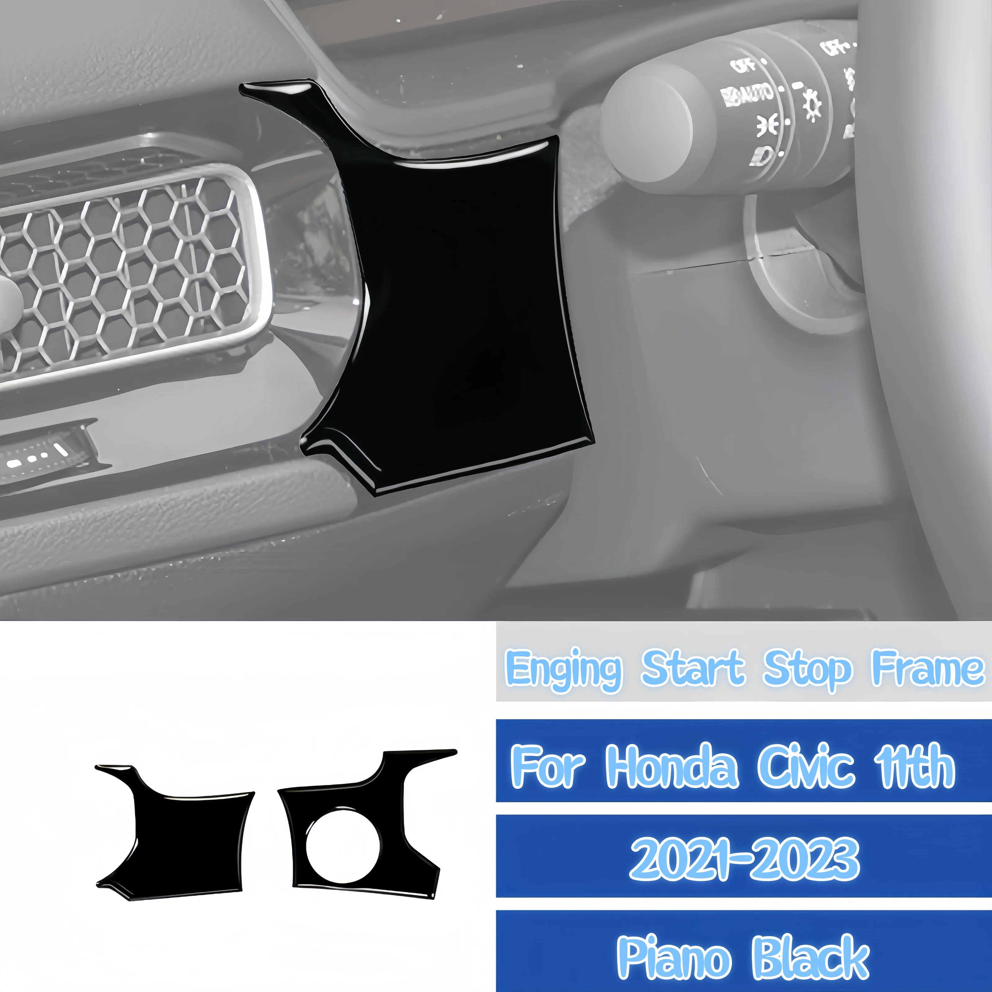 

For Honda Civic 11th Gen 21-23 Piano Black Car Engine One-click Start Stop Button Panel Decoration Cover Trim Sticker Accesorios