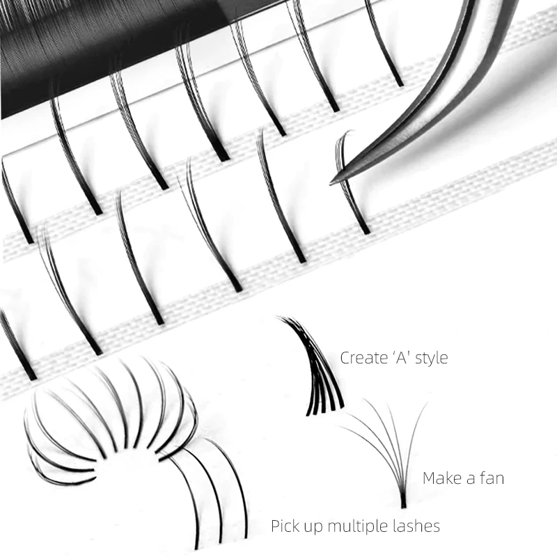 Yelix 천연 동백 속눈썹 연장 LB LU LC L 컬 간편한 팬 속눈썹 연장 러시안 볼륨 미리 만들어진 거짓 속눈썹
