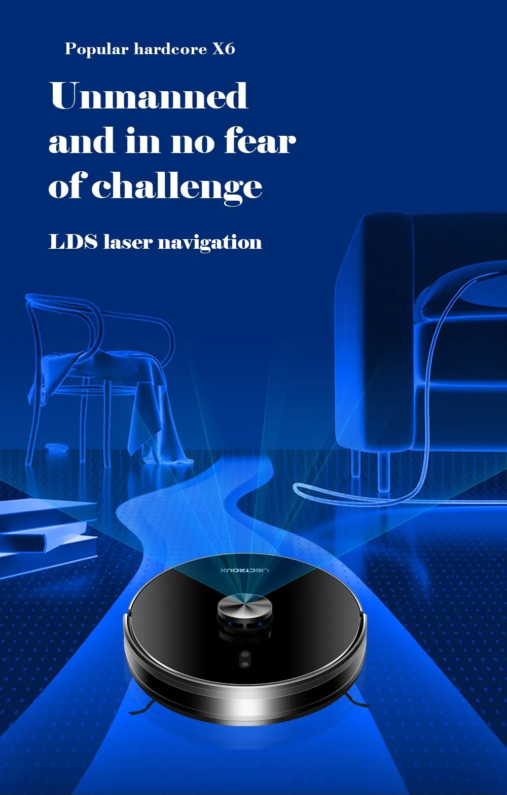 Liectroux X6 Robot Vacuum Cleaner, 6500Pa Suction 28W, Multiple Floors Maps, 5 Maps Saved,LDS Laser Navigation, App Control