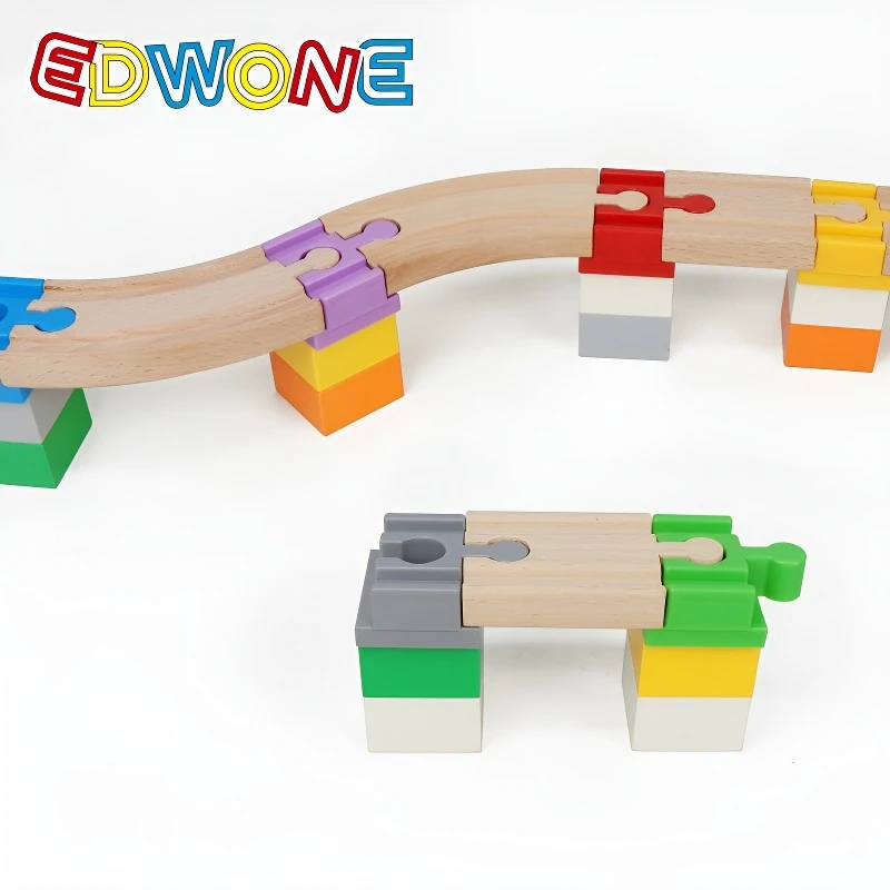 3/5/10 pezzi accessori per binari del treno in legno clip in plastica universali connettori adattatori adatti per binari di legno di marca giocattoli per bambini