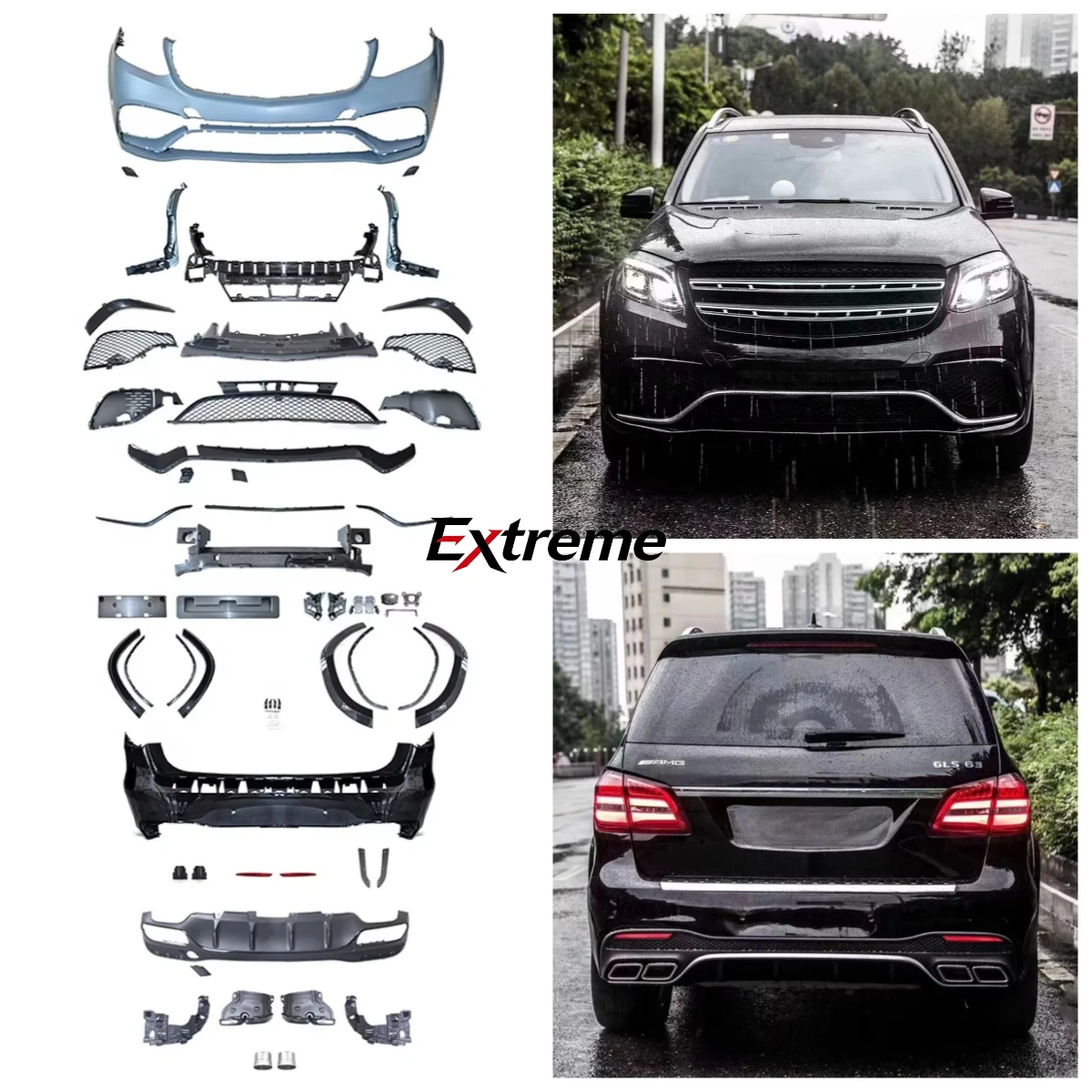 Car Body Kit for Mercedes benz GLS X166 2015 2016 2017 2018 2019 Year Facelift GLS63 Coupe Model With Bumper Upgrade GLS63 Model