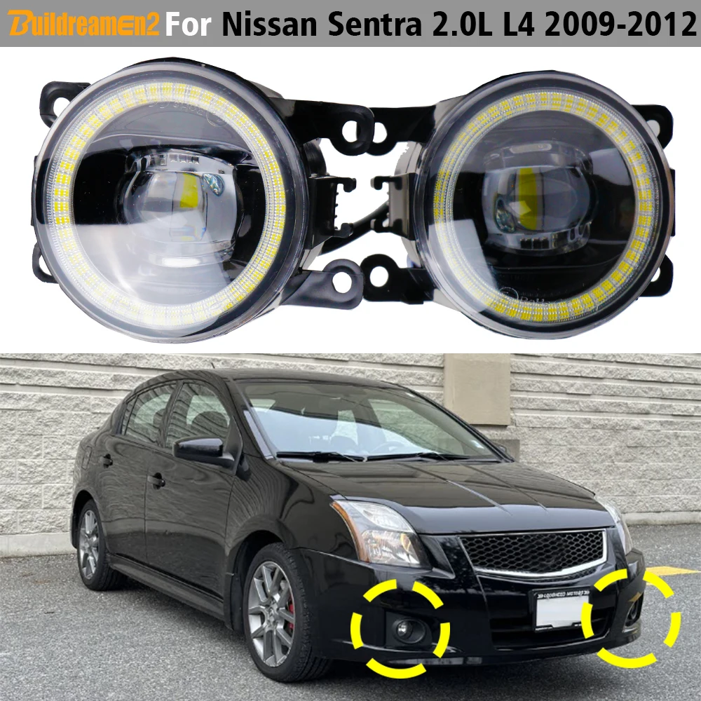 2 X Car Canbus LED Fog Light with Angel Eye Daylight DRL H11 For Nissan Sentra 2.0L L4 2009 2010 2011 2012 (Only Fit SE-R Model)