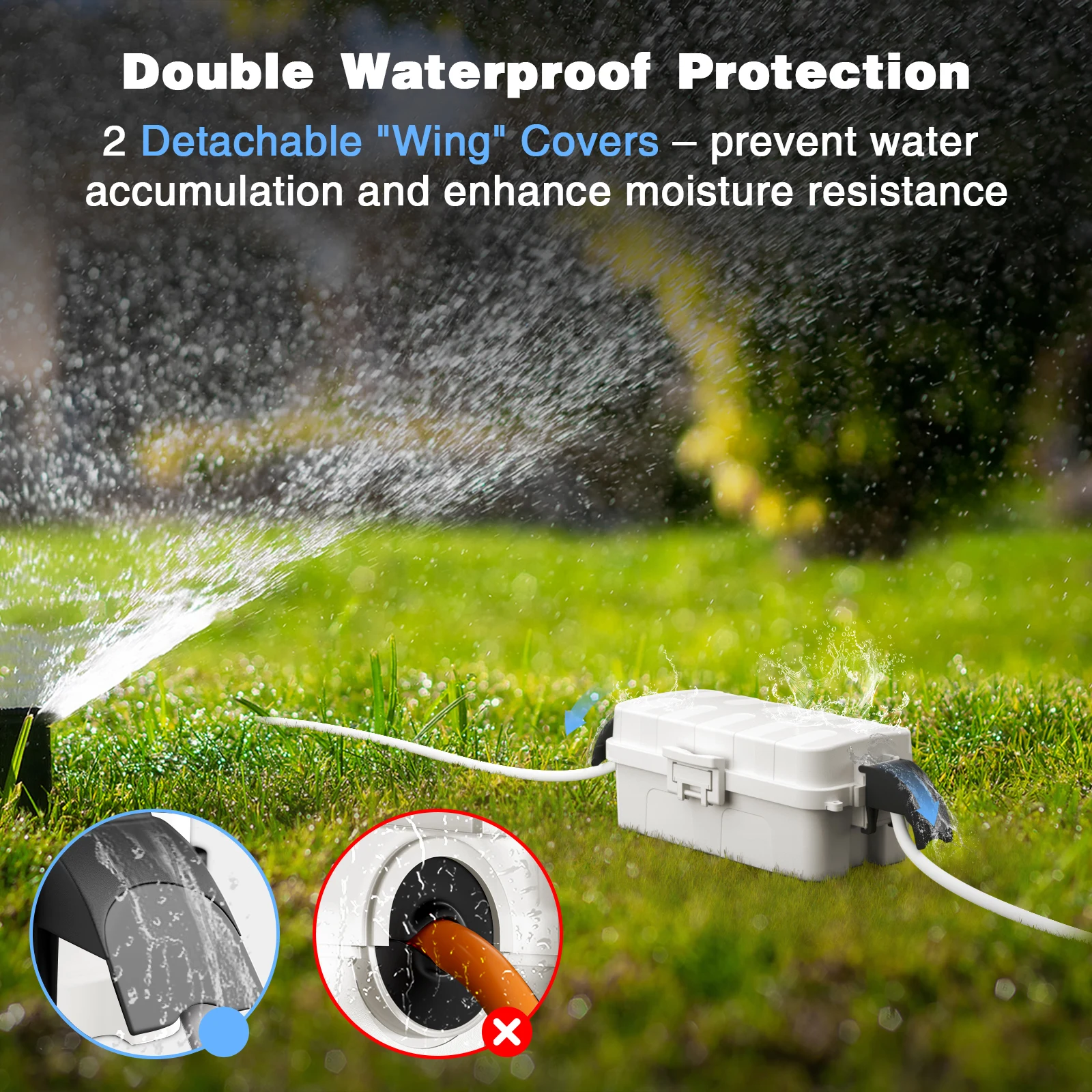 Outdoor IP55 Waterproof Electrical Box with Detachable Awning 8.3x4.1x3.7 Inch Weatherproof Extension Cord Cover for Durable Pro