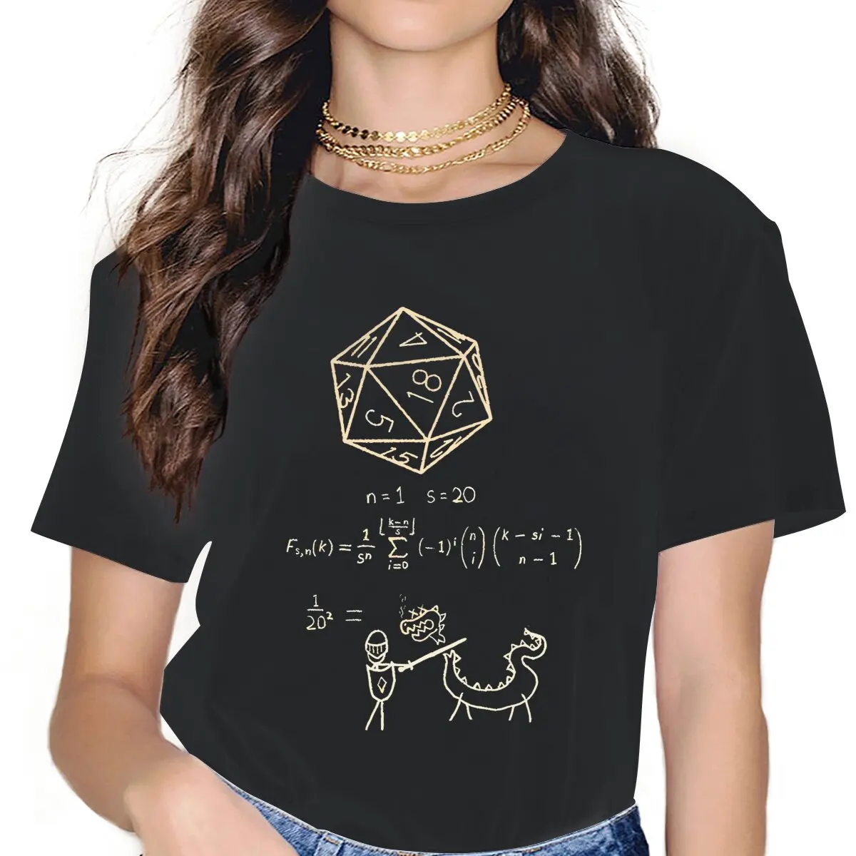 

The Science of 20 Sided Dice Newest TShirts Dungeon Girl Pure Cotton T Shirt Round Neck