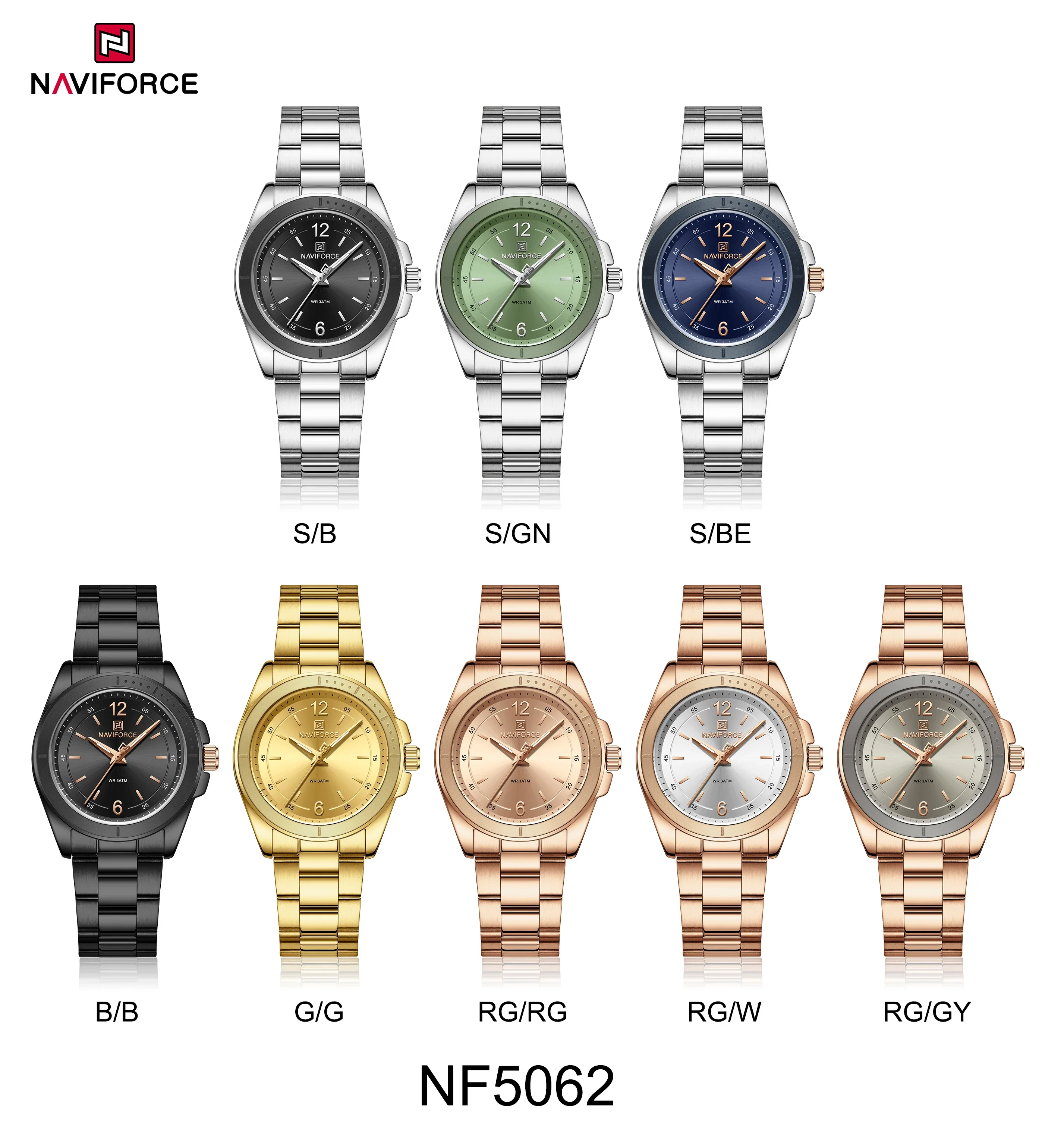 NAVIFORCE 5062 женские кварцевые часы простой дизайн светящийся водонепроницаемый ремешок из нержавеющей стали повседневные часы для женщин