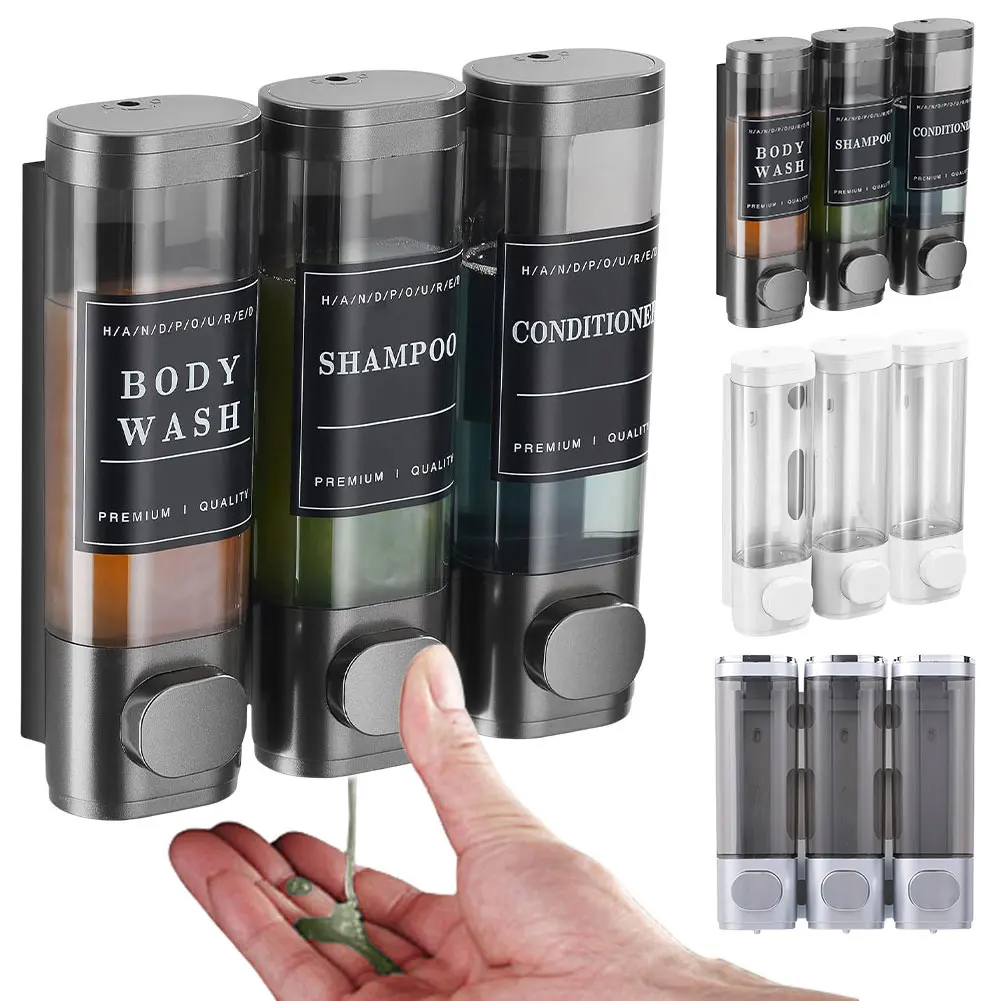 

Shampoo and Conditioner Dispenser 3 Chamber Shampoo Dispenser for Shower No Drill Shower Dispenser for Bathroom Hotel