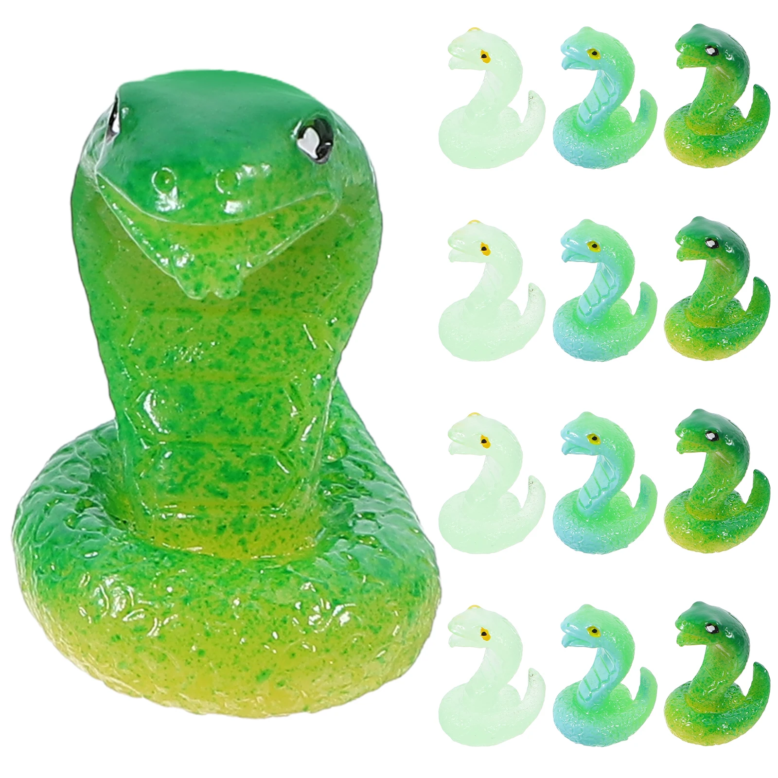 

16pcs Long Neck Snake Decoration Mini Resin Figurines Dollhouse Garden Balcony Realistic Design Lightweight Resin Indoor