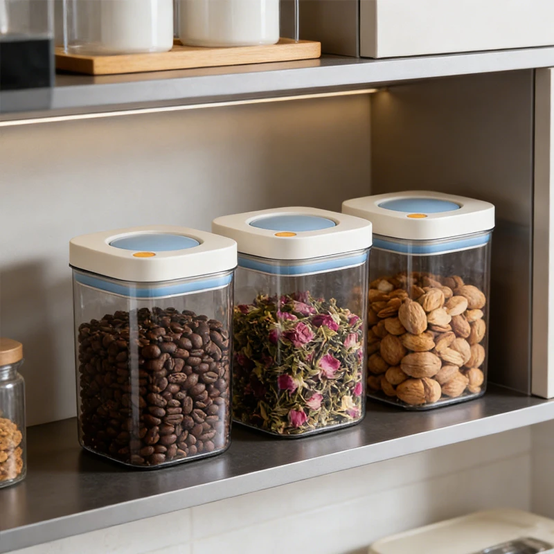 

Вакуумный контейнер для хранения продуктов, пластиковый герметичный контейнер для сохранения свежести, для зерна и кофейных зерен, прозрачный контейнер для хранения, кухонные банки для хранения